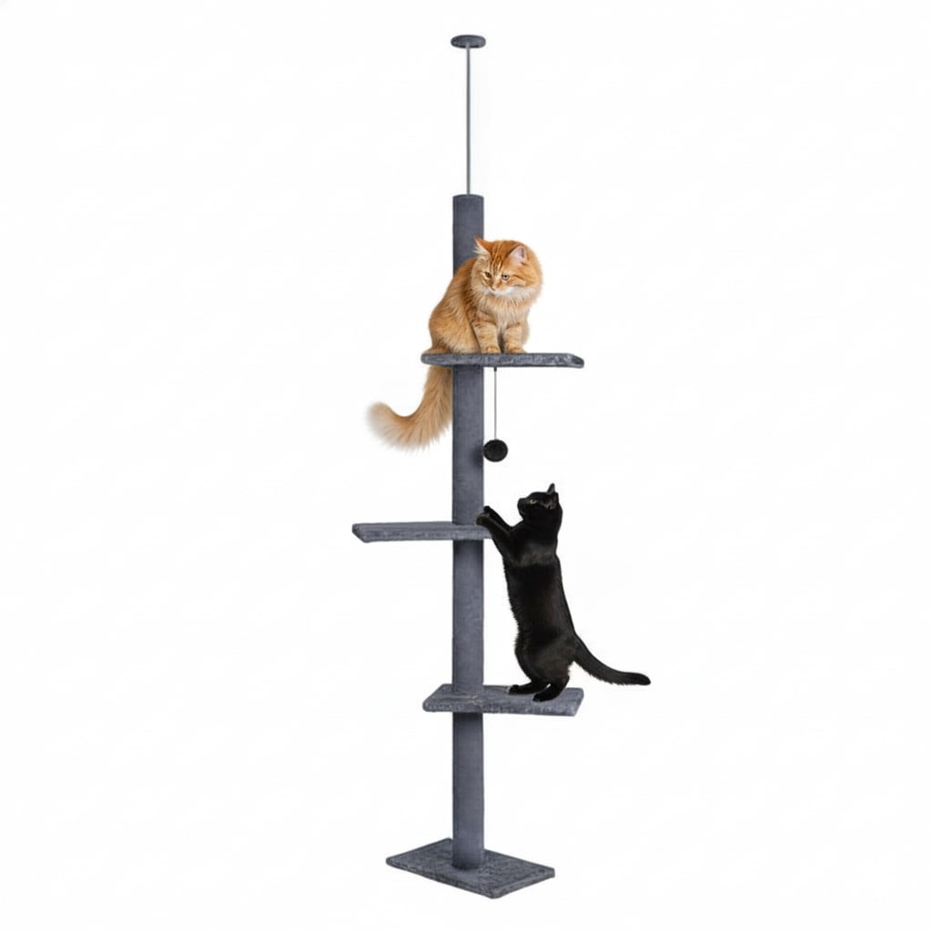 Floor to Ceiling Cat Tree Tower Adjustable 230 - 286cm Grey