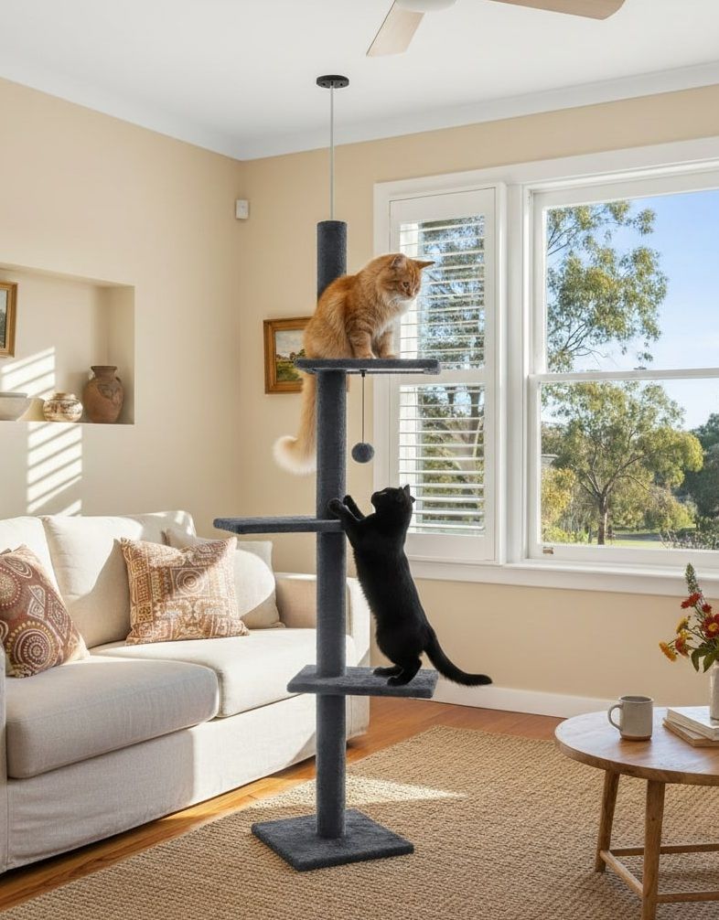 Floor to Ceiling Cat Tree Tower Adjustable 230 - 286cm Grey