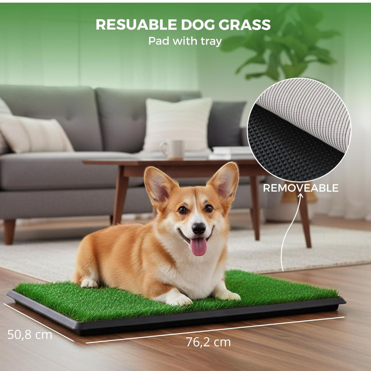 Dog Grass Pad with Tray 3-Layer for Indoor Outdoor Use