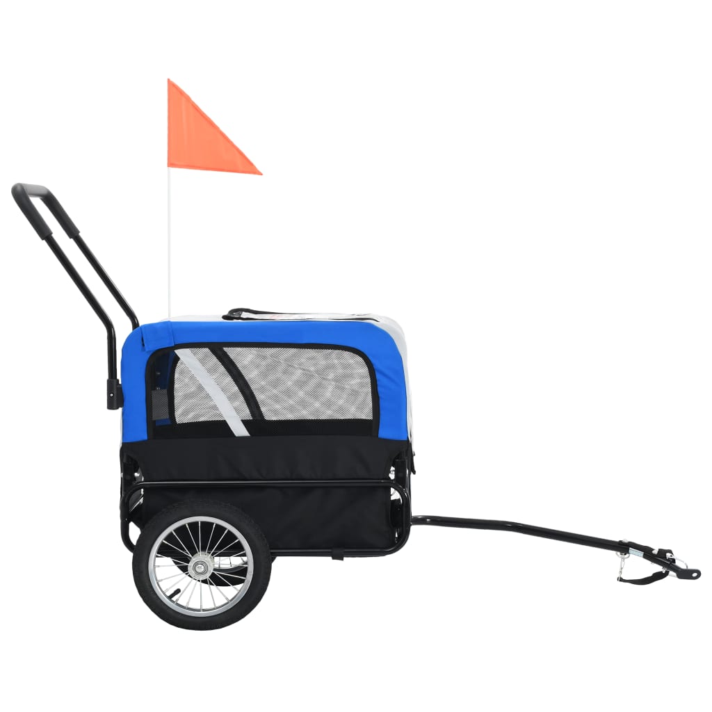 NNEVL 2-in-1 Pet Bike Trailer & Jogging Stroller Grey and Blue