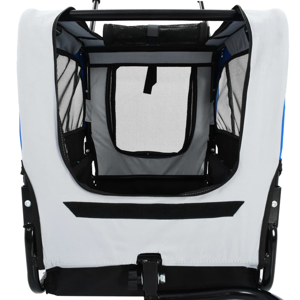NNEVL 2-in-1 Pet Bike Trailer & Jogging Stroller Grey and Blue