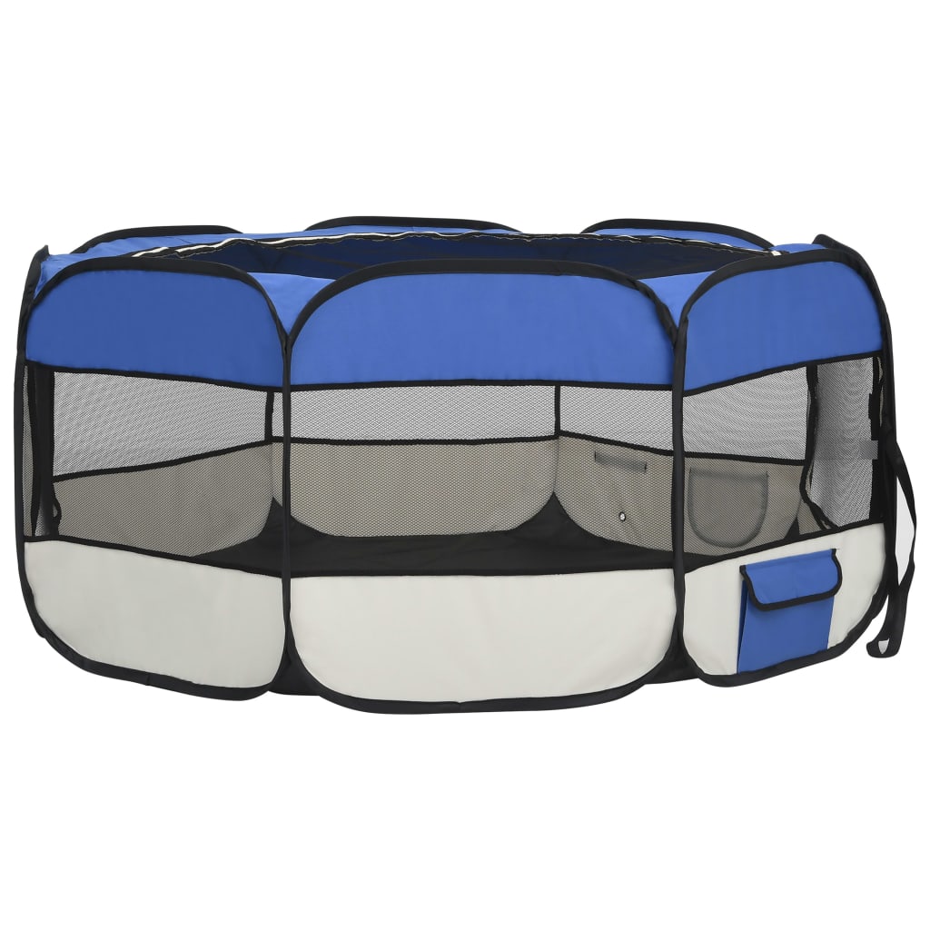 NNEDPE Foldable Dog Playpen With Carrying Bag Blue 145x145x61 Cm