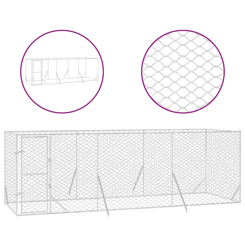 NNEVL Outdoor Dog Kennel Silver 6x2x2 m Galvanised Steel