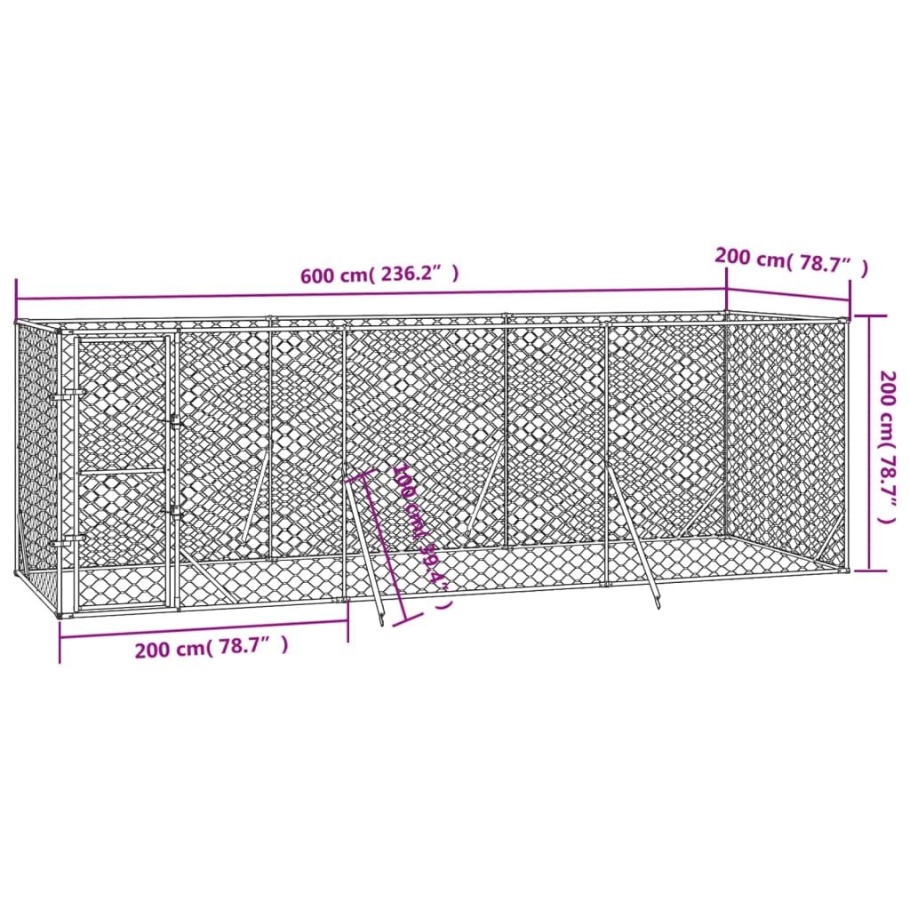 NNEVL Outdoor Dog Kennel Silver 6x2x2 m Galvanised Steel