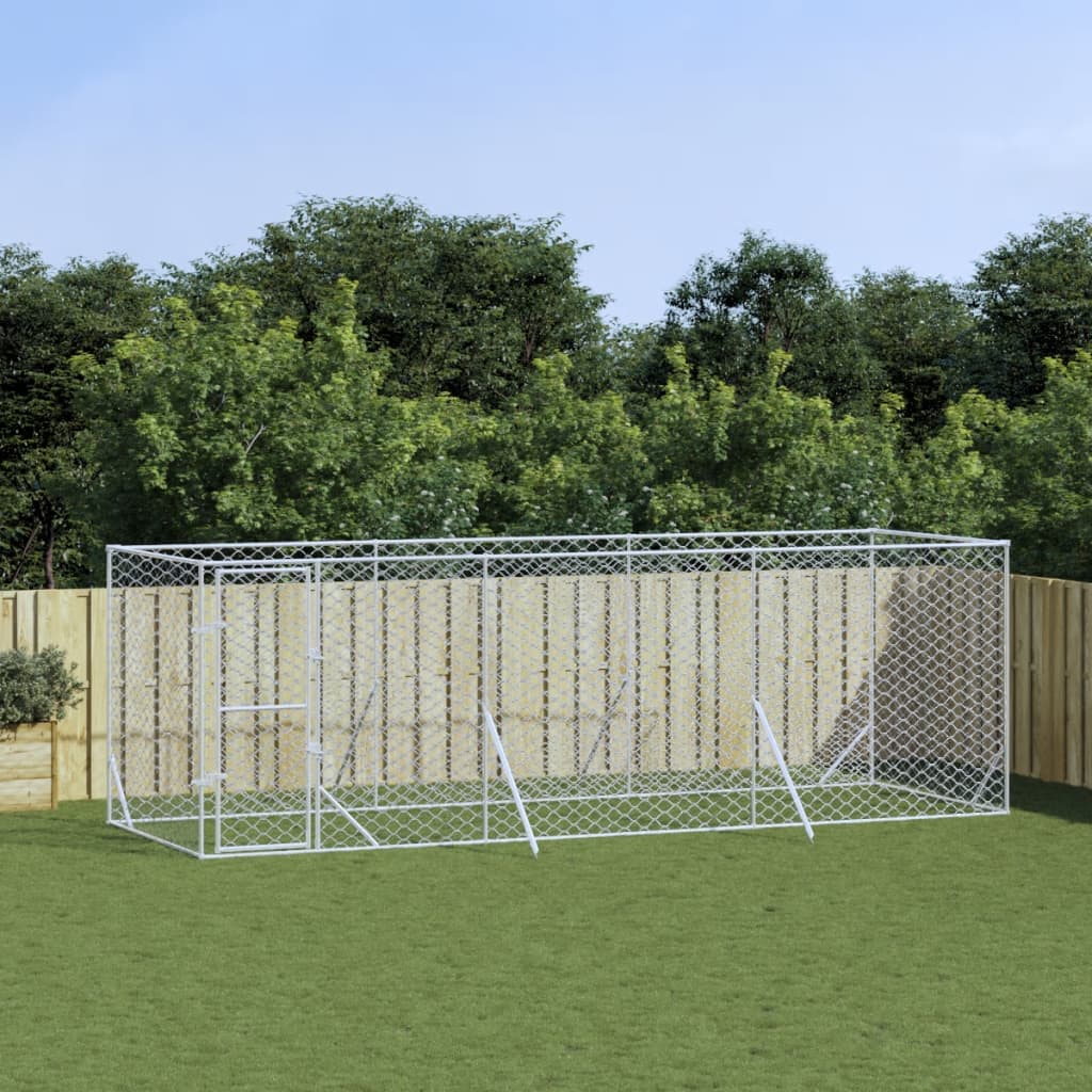 NNEVL Outdoor Dog Kennel Silver 6x2x2 m Galvanised Steel