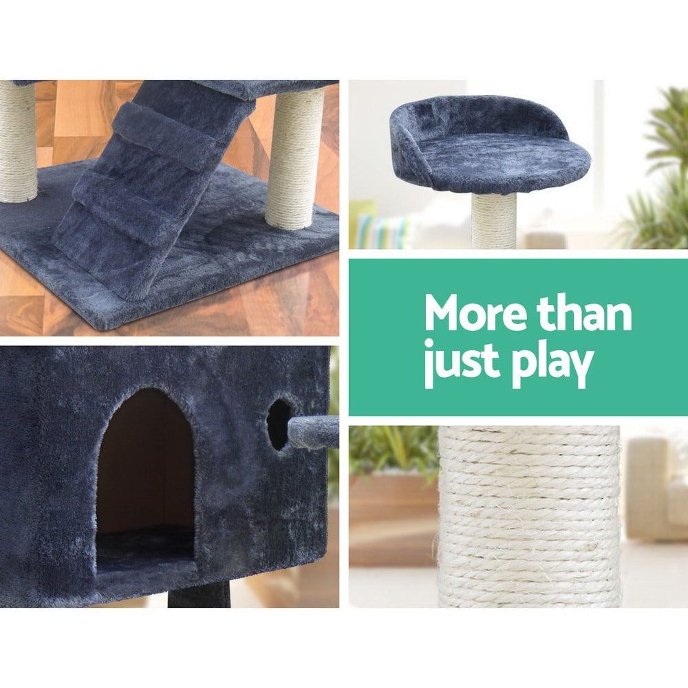 NNEDSZ Cat Tree 134cm Trees Scratching Post Scratcher Tower Condo House Furniture Wood Grey