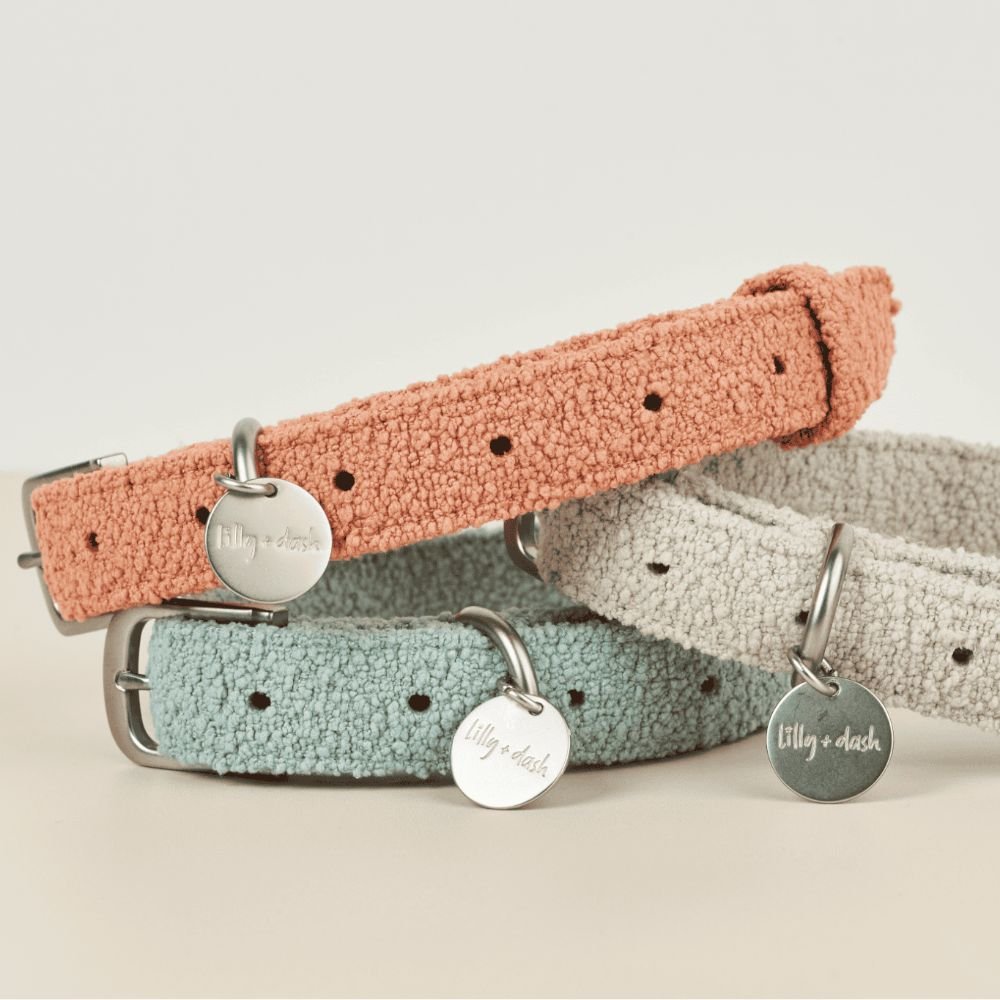 Boucle Fabric Dog Collar – 4 Colours, S/M/L