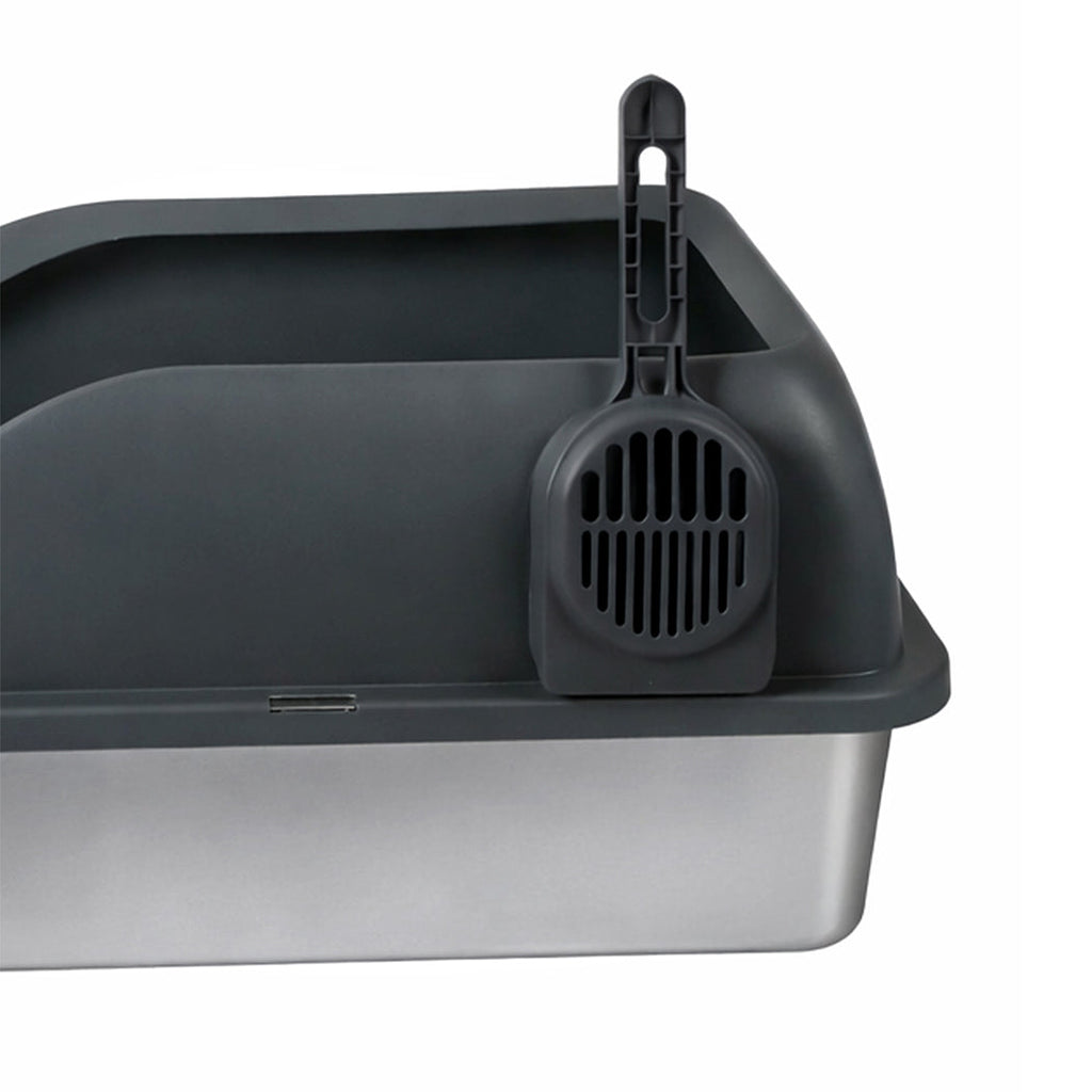 Pawz Stainless Steel Cat Litter Box Big Cats Kitten High Sided Easy Clean Grey
